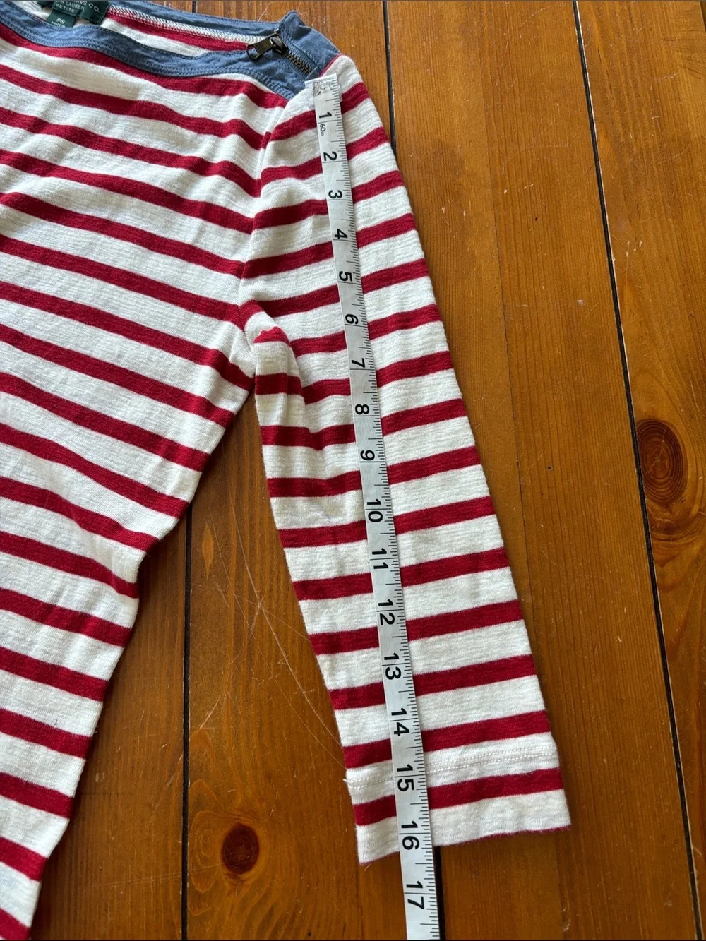 Vintage LRL Ralph Lauren Nautical Red & White Striped Tee Women’s Size PS